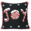 Peppermint Joy Stars Black Red White Tapestry Throw Pillow Cover 16 x 16, 2 Pcs