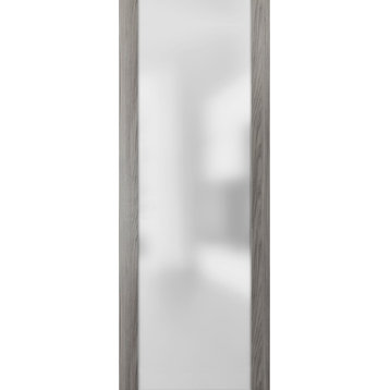 Slab Barn Door Panel Glass Lite 32 x 80 | Planum 4114 Ginger Ash Grey