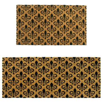 Rubber-Cal "Fleur de Lis Pattern" Doormat Kit -18" x 30", 24" x 57"- 2 Doormats