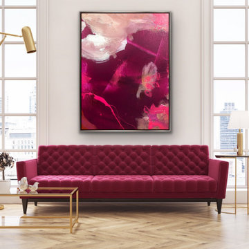 Rosy- Abstract Painting Original Contemporary pink Modern, Large minimal Artwork