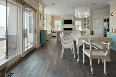 Inspiration for a contemporary dark wood floor dining room remodel in New York