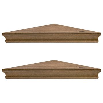 Rustic Wood Floating Corner Shelves (Set of 2) - Walnut Brown