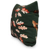 Wild Oak Branch Floral Print Outdoor Decorative Throw Pillow, Dark Green, 16"