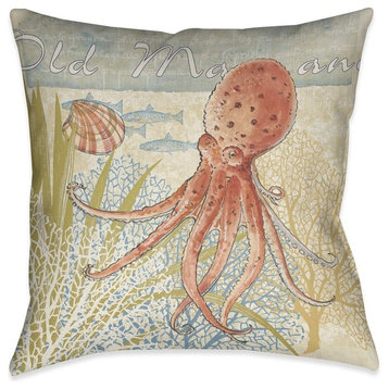 Laural Home Oceana Octopus Outdoor Decorative Pillow, 20"x20"