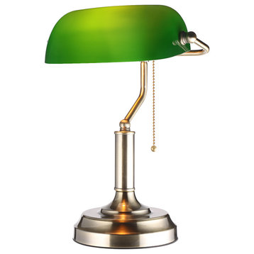 Traditional Antique Style Banker's Lamp, Green