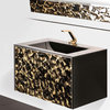 Rina Luxury Murano Glass Drop-In Single Bathroom Vanity 32", Black and Gold