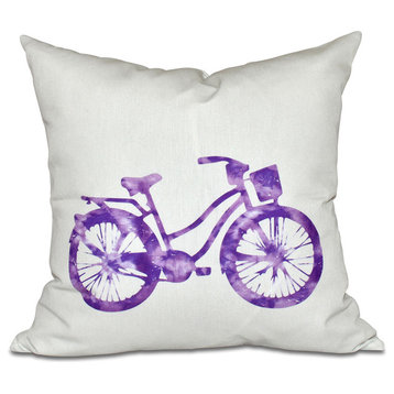 Life Cycle, Geometric Print Outdoor Pillow, Purple, 20"x20"