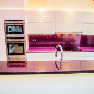 "Purple Haze - Extra Special" Glass Kitchen Splashback and Island Worktop
