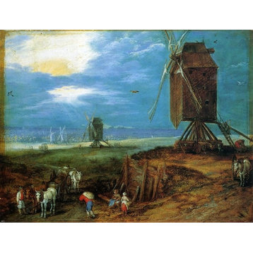 The Elder Jan Bruegel Windmills, 21"x28" Wall Decal
