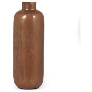 Schramling Handcrafted Aluminum Bottle Vase, Burnt Copper