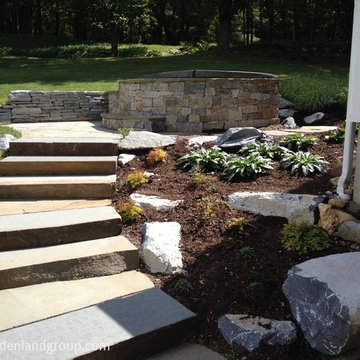 retaining wall and slab steps