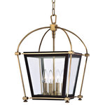 Hudson Valley Lighting - Hollis, 12" Pendant, Aged Brass Finish, Clear Glass Shade - Chic on strong, Hollis embraces the elemental beauty of an obsidian iron frame with the sleek feminine elegance of faceted metalwork. Shining panes of clear glass reflect the warm glow of Hollis's clustered candlesticks. The collection's striking contrasts bring fresh glamour to the treasured lantern motif.