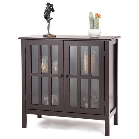 Attractive Brown Wood Sideboard Buffet Cabinet