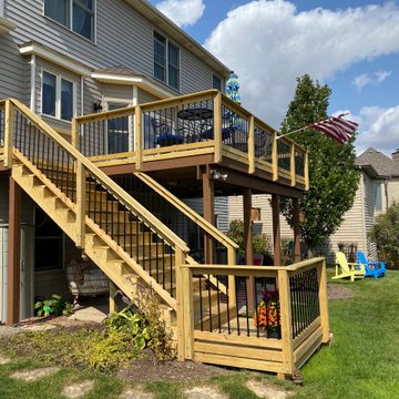 Pressure Treated Pine Deck Round Pickets & Gate in Sugar Grove, IL