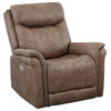 Morrison Camel Brown Polyester Faux Suede Leather Power Recliner