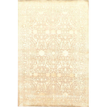 Pasargad DC Fine Indo Tabriz Silk and Wool Rug, 6'4"x9'5"