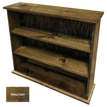3 Shelf Bookcase, Solid Wood Bookshelf, Walnut Stain/Poly
