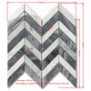 Chevron Carrara White & Bardiglio Gray Marble Talon Mosaic Tile Honed, 1 sheet
