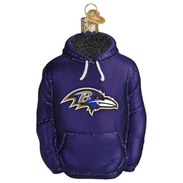 Old World Blown Glass Christmas Ornament, Baltimore Ravens Hoodie (#70303)