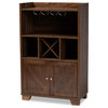 Gardner Walnut Brown Finish Wood Wine Storage Cabinet