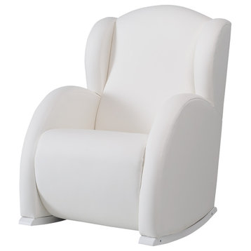 Flor Rocker With Magnets, Compatible With Nacelle Bassinet, White Pu Leather