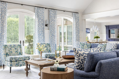 Example of a transitional family room design in New York
