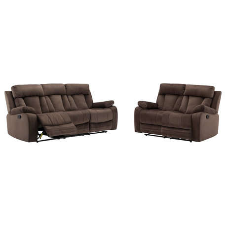 Axel Contemporary Microfiber Recliner 2-Piece Set, Brown