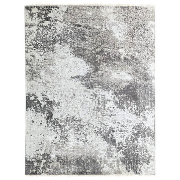 EORC Ivory/Beige Hand Knotted Wool Rug, 7'x9'
