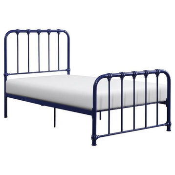 Lexicon Bethany Twin Metal Platform Bed in Navy Blue