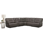 Parker Living - Parker Living Spartacus Chocolate 6pc Sectional With 2pc Armless Chair, Haze - Make the most of your relaxation with this smart and stylish six-piece sectional ensemble. It boasts two power recliners with power headrests for the ultimate personalized comfort experience. Plus, there are two armless chairs, a corner wedge and a multifunctional storage console with cupholders that make it fun and functional.