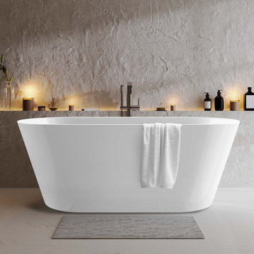 51" x 27.5" White Freestanding Soaking Acrylic Bathtub