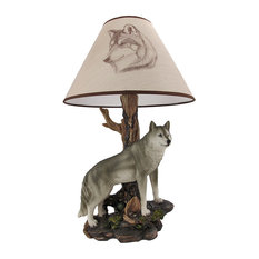 `Denizen of Twilight` Gray Wolf Table Lamp