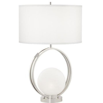 Circle Metal Table Lamp With Glass Ball, Nickel