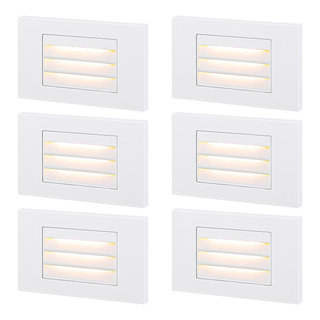 LED Dimmable Recessed Step Light, Landscape louvered Stair Light Outdoor &  Indoor, 3-Way Dimmable, Waterproof & Glare Free