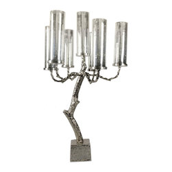 Costa Brava W-46491S Elegant Silver Branch Candle Holder - Candleholders