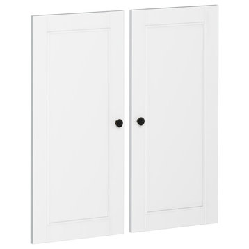 100% Solid Wood Modular Kitchen Pantry Double Door Kit, White, White