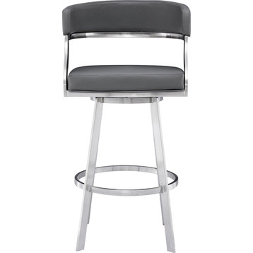 Saturn Bar Height Barstool - Brushed Stainless Steel Gray