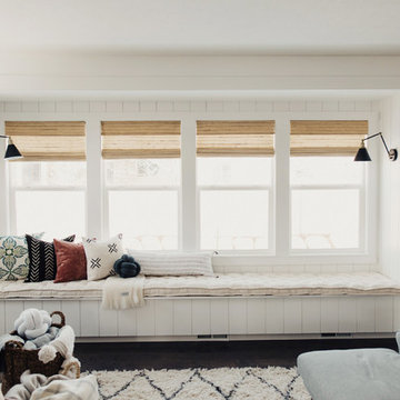 Custom window bench cushion for Abby Smith's living room makeover