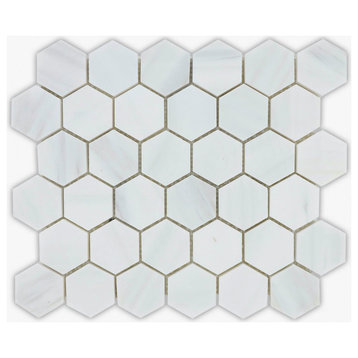 Bianco Dolomiti Polished 2" Hexagon Marble Mosaic