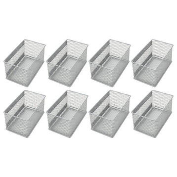YBM Home Wire Mesh Magnetic Basket Silver 7.75"x4.3"x4.3" 8 Pack