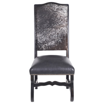 Classic Cowhide Chair, Set of 6 - Salt + Pepper Black
