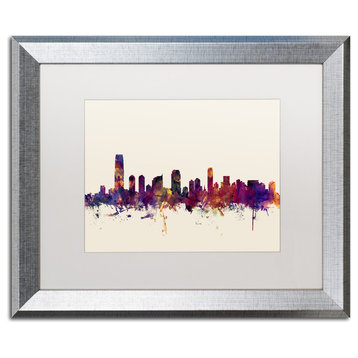 Michael Tompsett 'Jersey City New Jersey Skyline' Mat Framed Art, White, 20"x16"