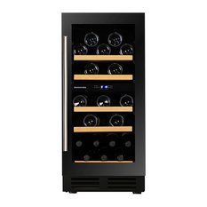 Dunavox 32 Bottle Built In Dual Zone Wine Cooler, Black