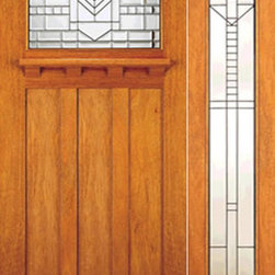 Mahogany Craftsman Style Prehung Door and Full lite Sidelite - Front Doors