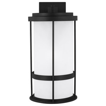 Wilburn Large 1-Light Outdoor Wall Lantern, Black