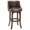 Napa Valley Swivel Counter Stool, Brown Leather, Dark Brown Cherry