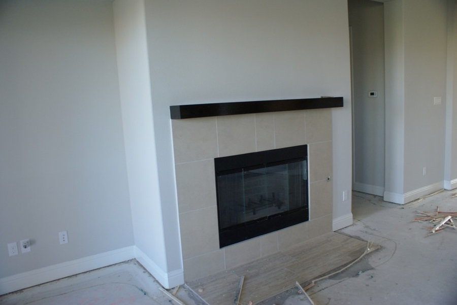 Glass tile, Engineered wood and stacked stone