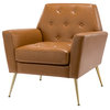 32.8" Comfy Armchair With Metal Legs, Camel
