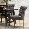 GDF Studio Elmerson Roll Back Dining Chairs, Set of 2, Dark Gray, Fabric