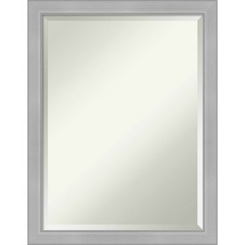 Vista Brushed Nickel Narrow Beveled Bathroom Wall Mirror - 20.5 x 26.5 in.